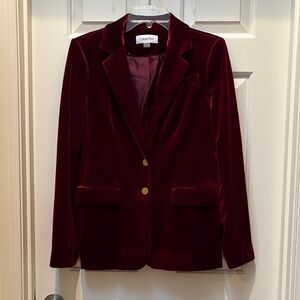 Calvin Klein Women's Deep Wine Velvet Blazer